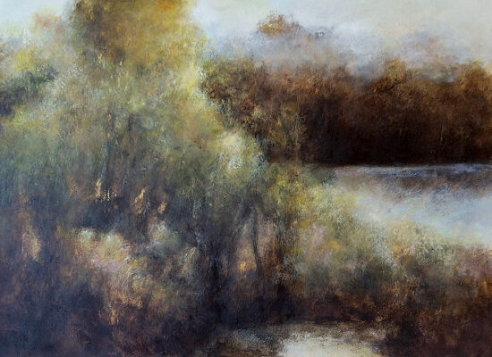 Brume - acrylique et pastel à l'huile sur panneau de bois- 40x50 cm