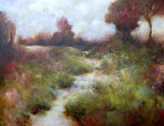 Chemin de traverse II - acrylique et pastel à l'huile sur toile - 89x116 cm
