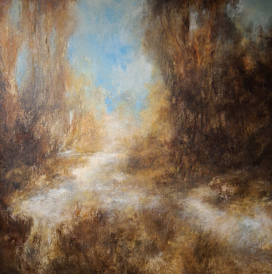 Ciel bleu - acrylique  et pastel à l'huile sur toile - 40x40 cm