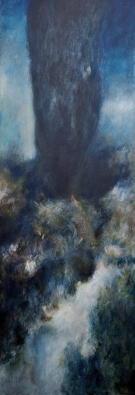 cyprès  - acrylique sur panneau de bois  - 33x95 cm
