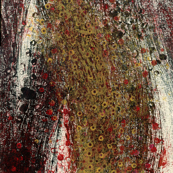 Le chant de l'eau - or et rouge (2023) - 21x21 cm - monotype