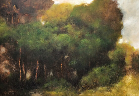 Le chemin vers le sous-bois (2023) peinture acrylique sur panneau  - 100x70 cm