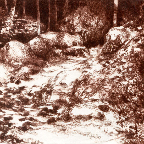 Le Mont-Joly I- pointe sèche sur plexigas - 18x18 cm