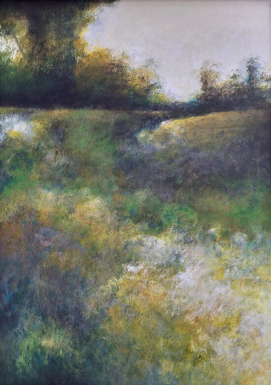 Prairie  - acrylique et pastel à l'huile sur panneau de bois  - 50x70 cm